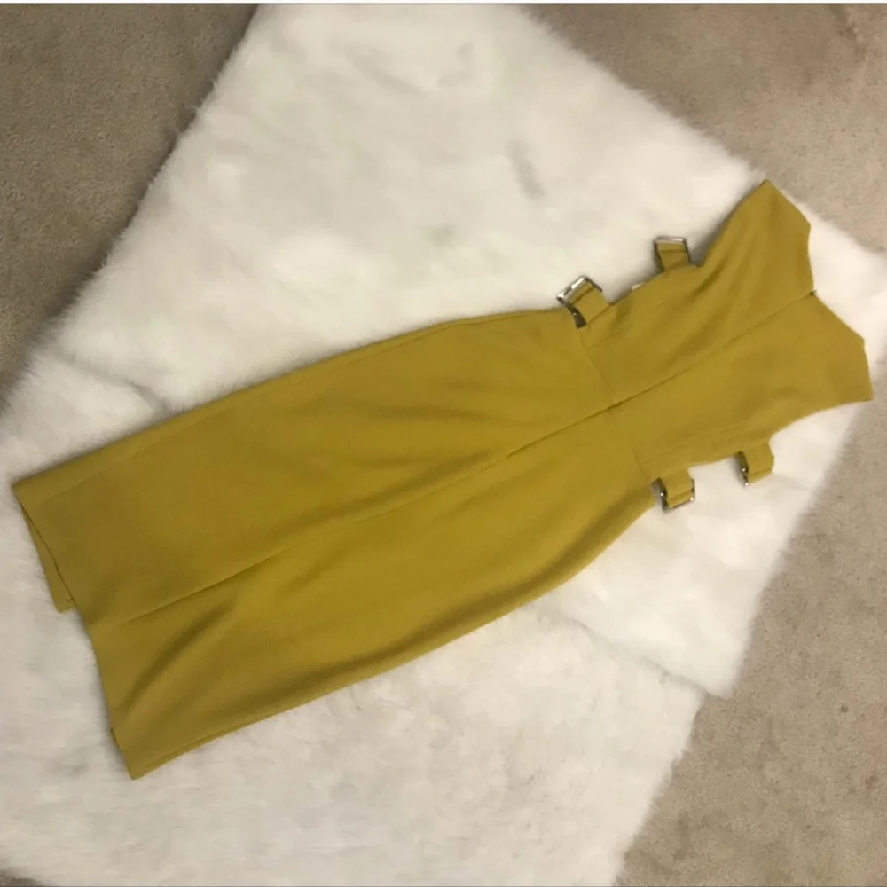 Asos Mustard Yellow Midi Dress NWT - Picture 4 of 8